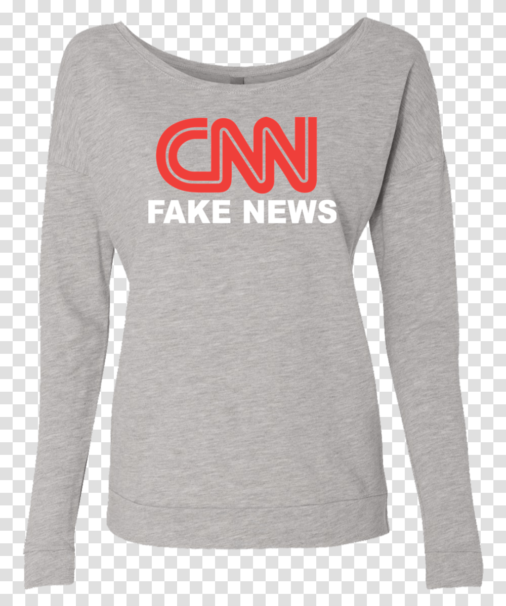 Cnn Fake News Level Ladies' French Terry Scoop Long Sleeve, Clothing, Apparel, Sweatshirt, Sweater Transparent Png