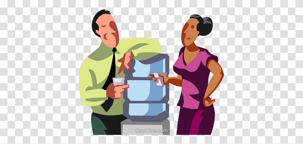 Co Workers Talking By The Water Cooler Royalty Free Vector Water Cooler Talk, Person, Human, Box, Carton Transparent Png