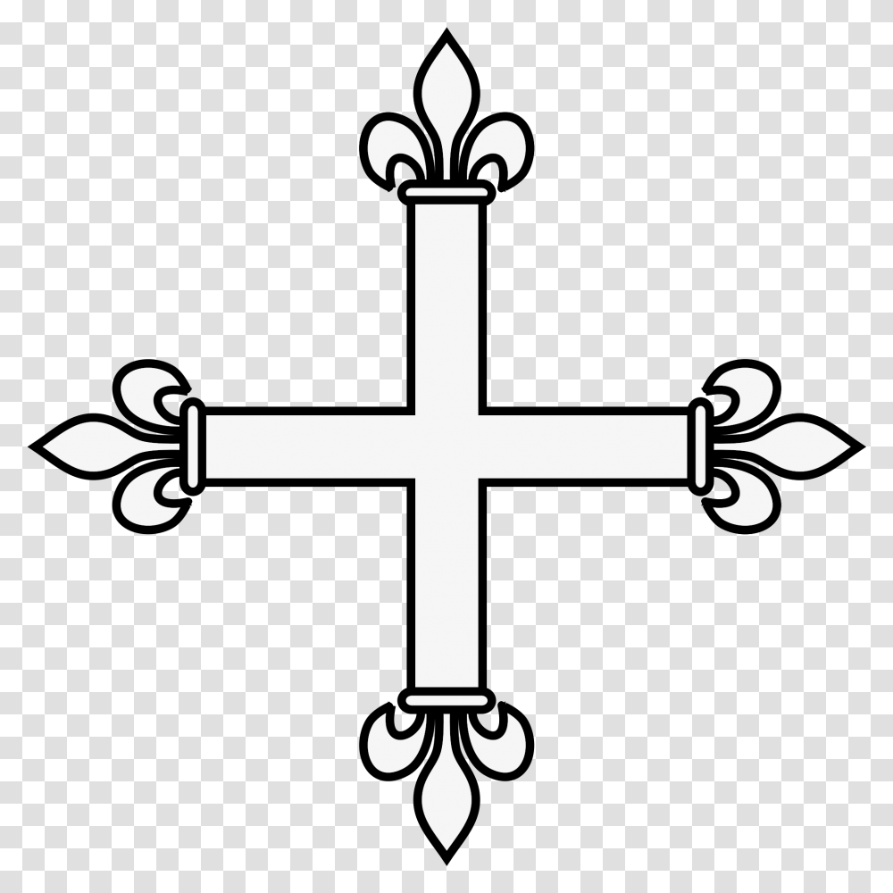 Coa Illustration Cross Fleur De Lys Cross And Fleur De Lys, Crucifix, Stencil Transparent Png