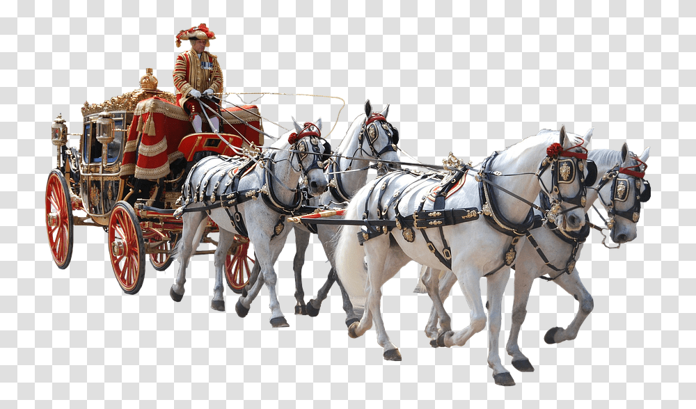 Coach Team Quad Ceremony Solemnly Uniform Horse Drawn Carriage, Mammal, Animal, Person, Human Transparent Png