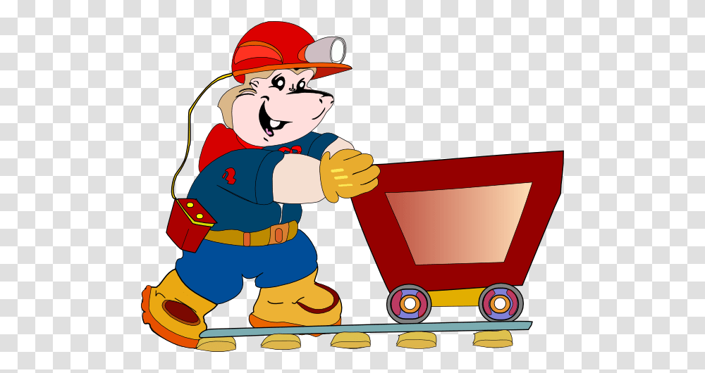 Coal Miner Pushing Cart Clip Art, Person, Human, Hat Transparent Png
