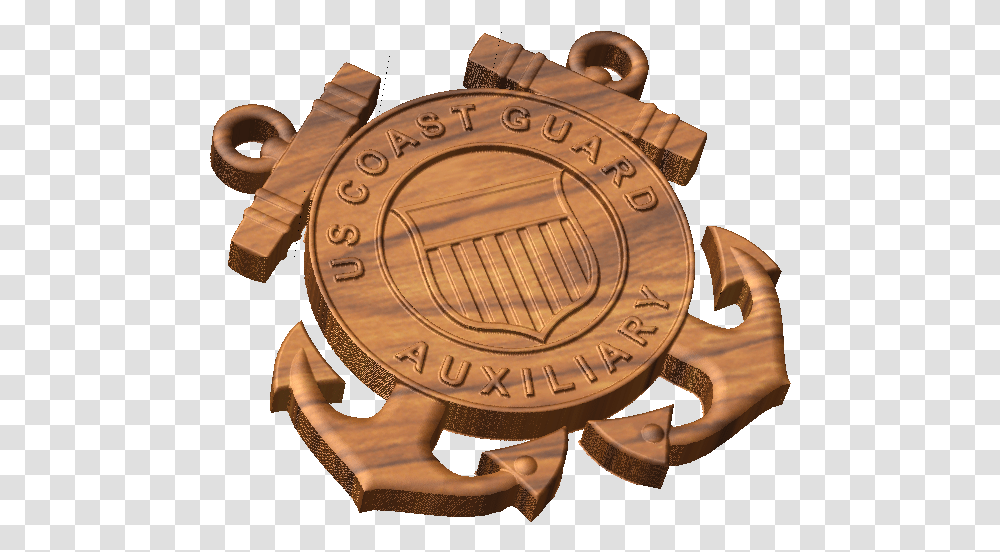 Coast Guard Auxiliary Emblem Style A Solid, Bronze, Symbol, Logo, Trademark Transparent Png
