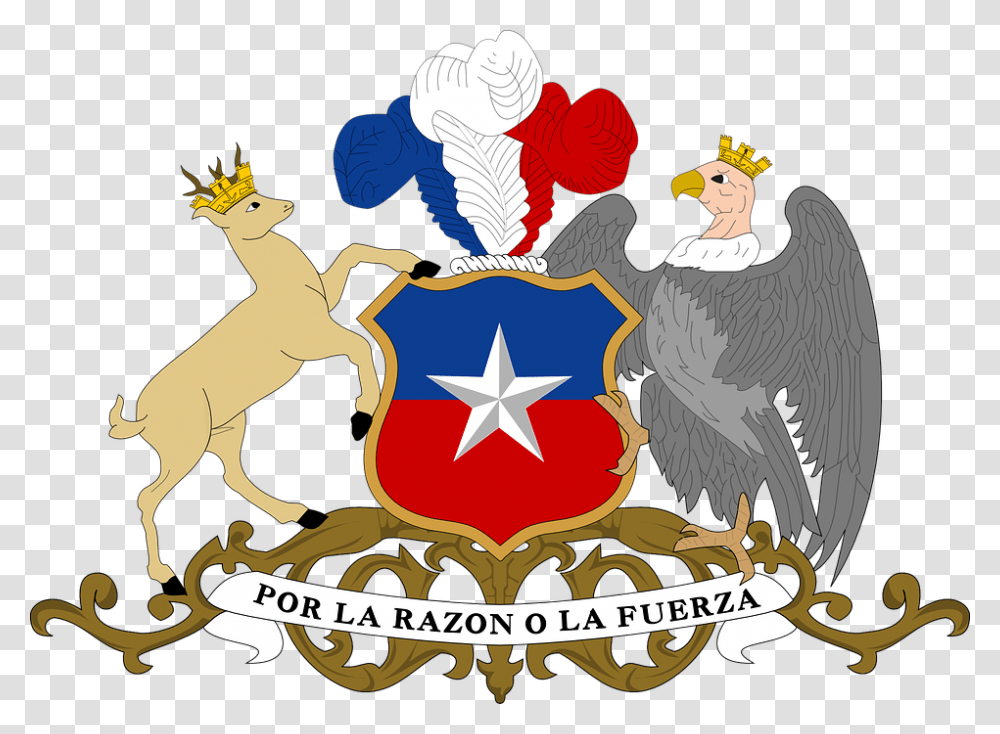 Coat Arms Shield Deer Eagle Crown Ornate Chile Chile Coat Of Arms, Star Symbol, Poster, Advertisement Transparent Png