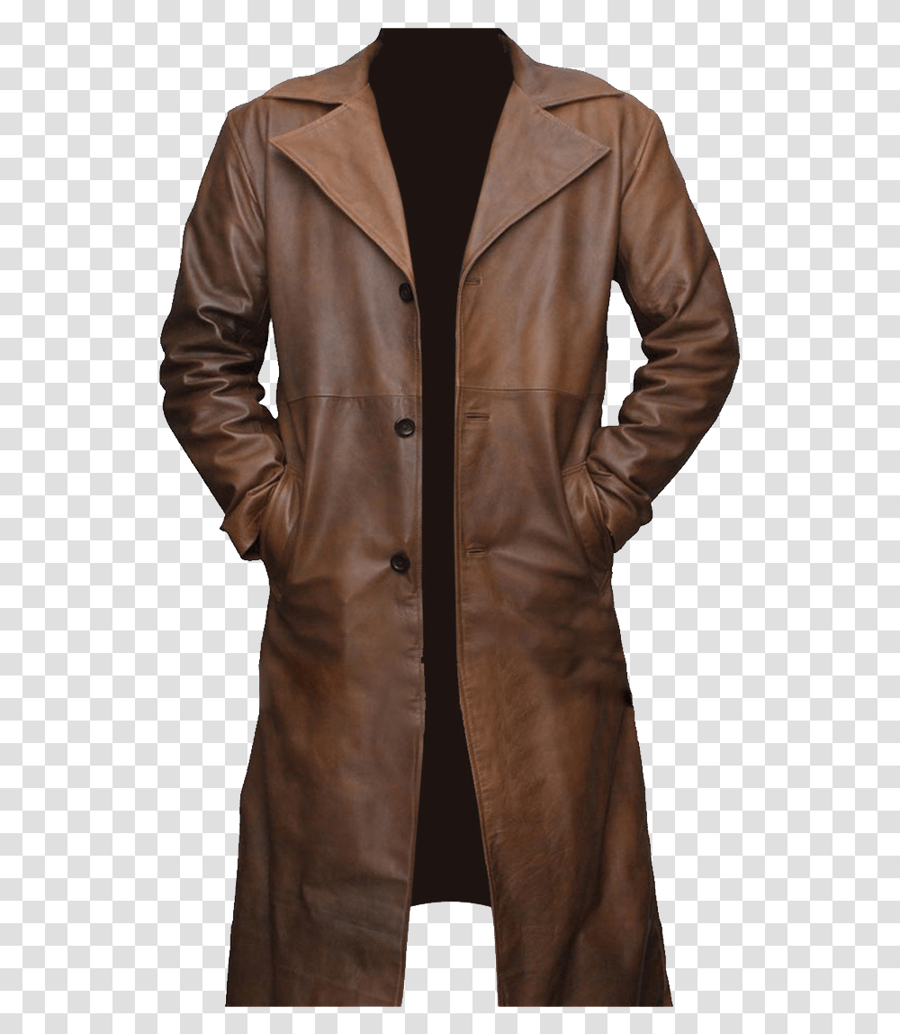 Coat Images Free Download Leather Brown Trench Coat, Clothing, Apparel, Overcoat, Jacket Transparent Png