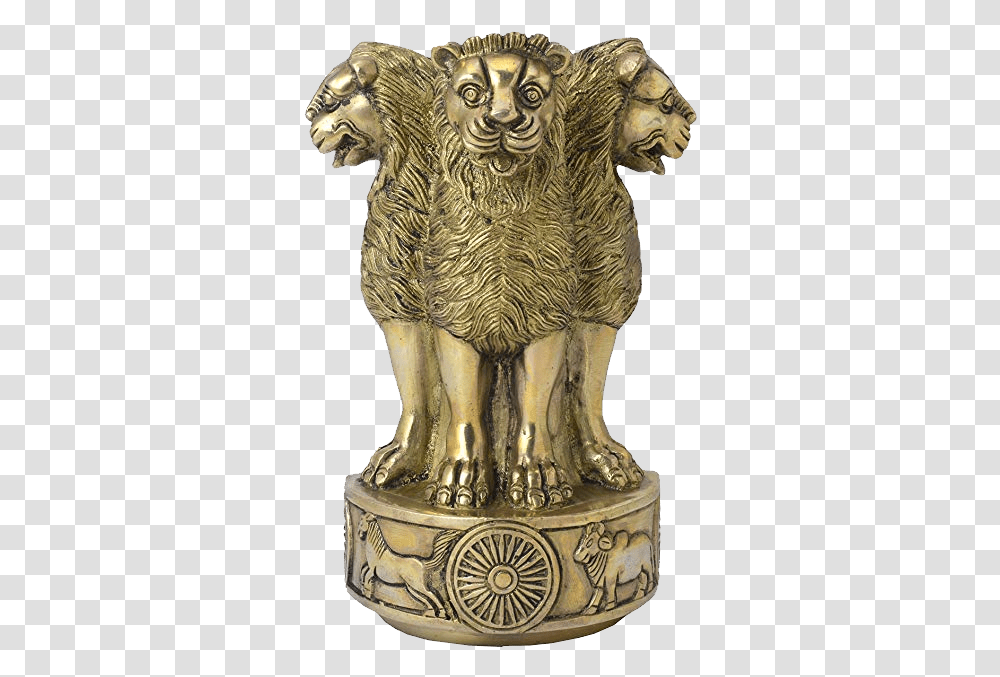 Coat Of Arms India Ashok Stambh Image Download, Bronze, Figurine, Sculpture, Art Transparent Png