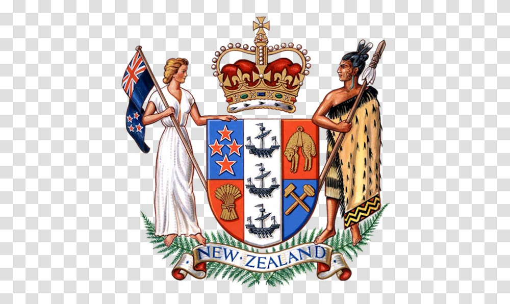 Coat Of Arms New Zealand New Zealand Coat Of Arms, Person, Costume, Building, Architecture Transparent Png