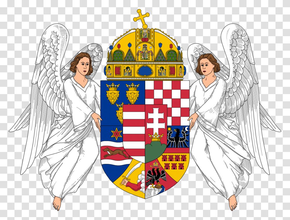 Coat Of Arms Of The Lands Of The Holy Hungarian Crown Kingdom Of Hungary Coat Of Arms, Person, Human, Angel Transparent Png