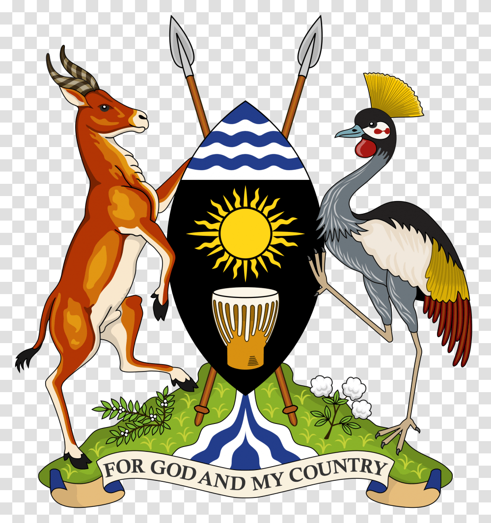 Coat Of Arms Of The Republic Of Uganda African Animals Birds, Waterfowl, Vegetation Transparent Png