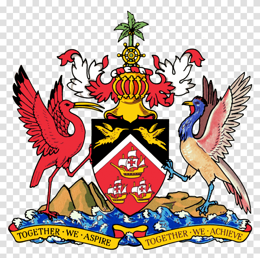 Coat Of Arms Of Trinidad And Tobago National Emblems Of Trinidad And Tobago, Logo, Trademark, Bird Transparent Png