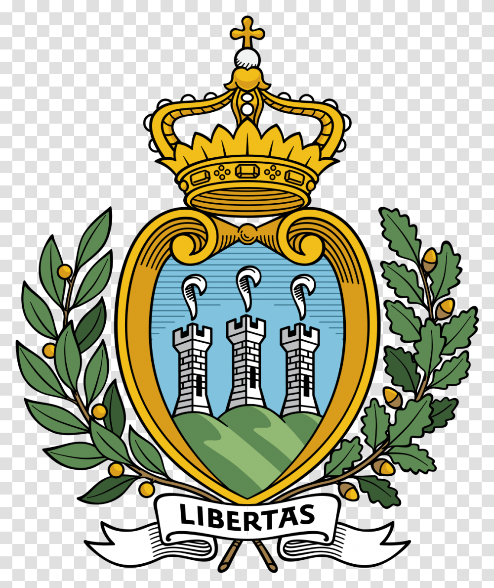 Coat Of Arms San Marino San Marino Emblem, Symbol, Logo, Trademark, Badge Transparent Png