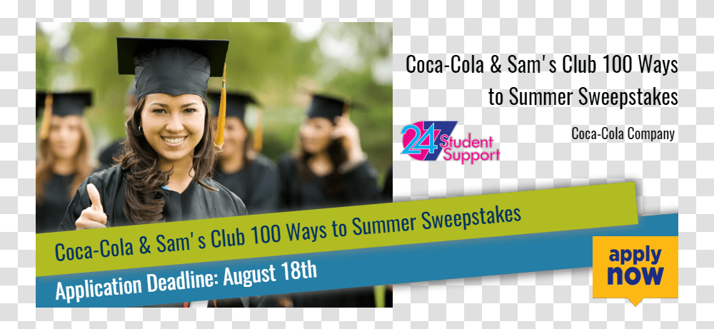 Coca Cola Amp Sams Club 100 Ways To Summer Sweepstakes, Person, Human, Graduation, Hat Transparent Png