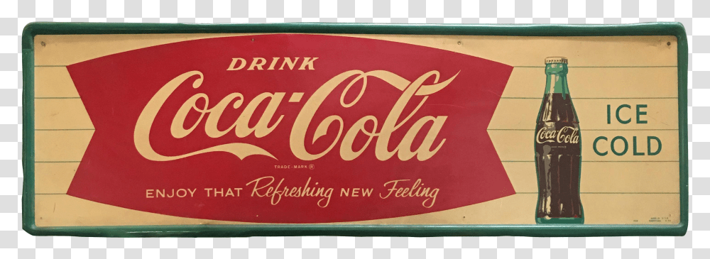 Coca Cola Fishtail Metal Tin Sign For Sale Logo Coca Cola Vintage, Coke, Beverage, Drink, Beer Transparent Png