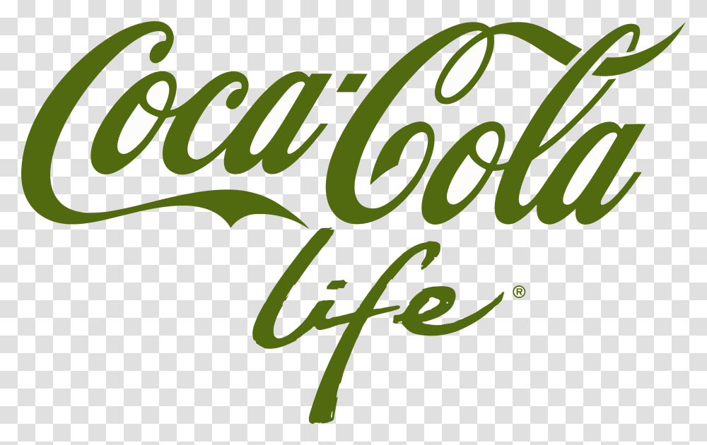 Coca Cola Life Logo The Coca Cola Company Coca Cola Logo Green, Word, Alphabet, Plant Transparent Png