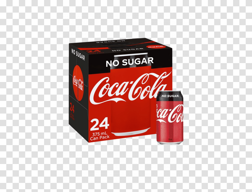 Coca Cola No Sugar 24 X 375ml Cans Coca Cola, Coke, Beverage, Drink, Soda Transparent Png