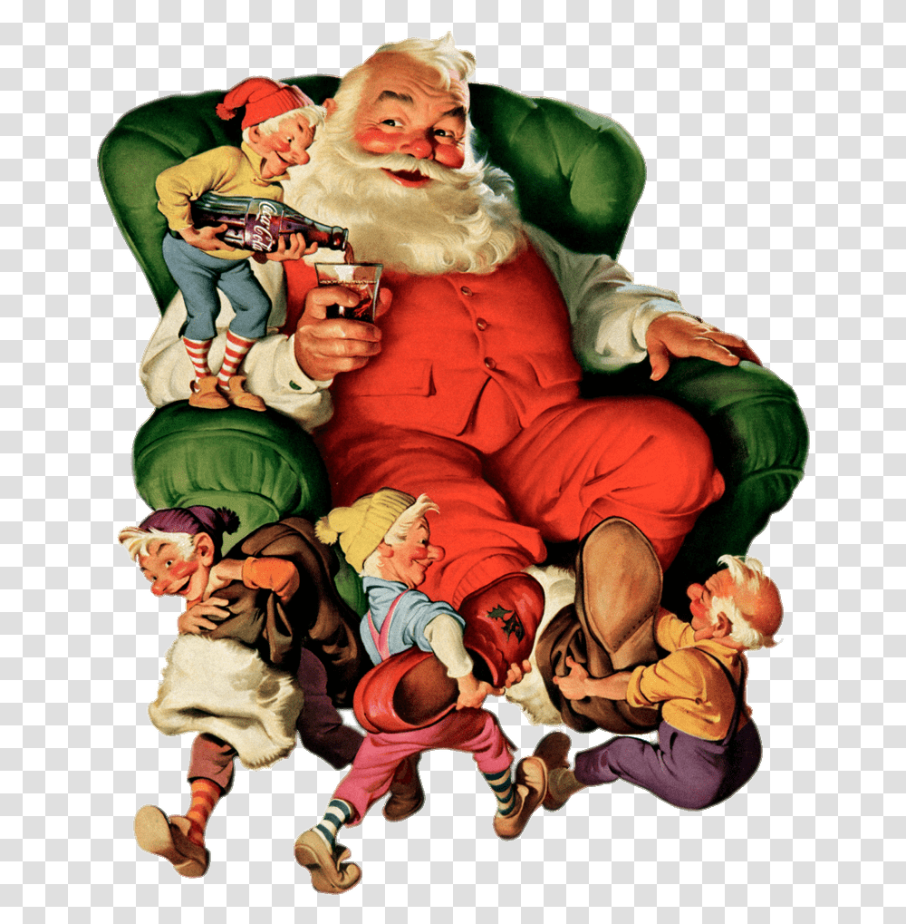 Coca Cola Vintage Santa Claus Stickpng Merry Christmas Hip Hop, Person, Poster, Advertisement, Collage Transparent Png