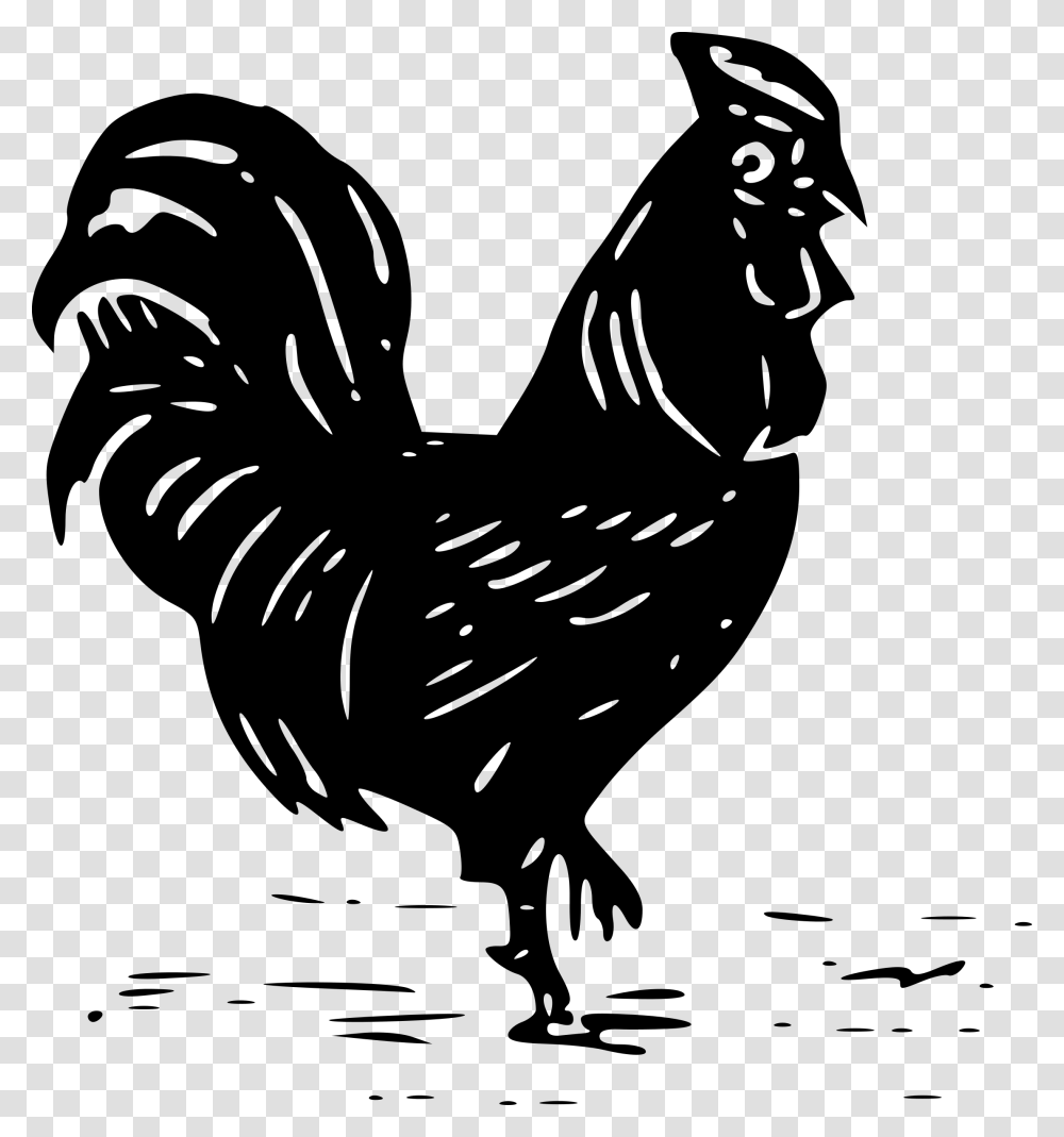 Cochin Chicken Rooster Silhouette Clip Art Black And White Rooster Clipart With Background, Gray Transparent Png