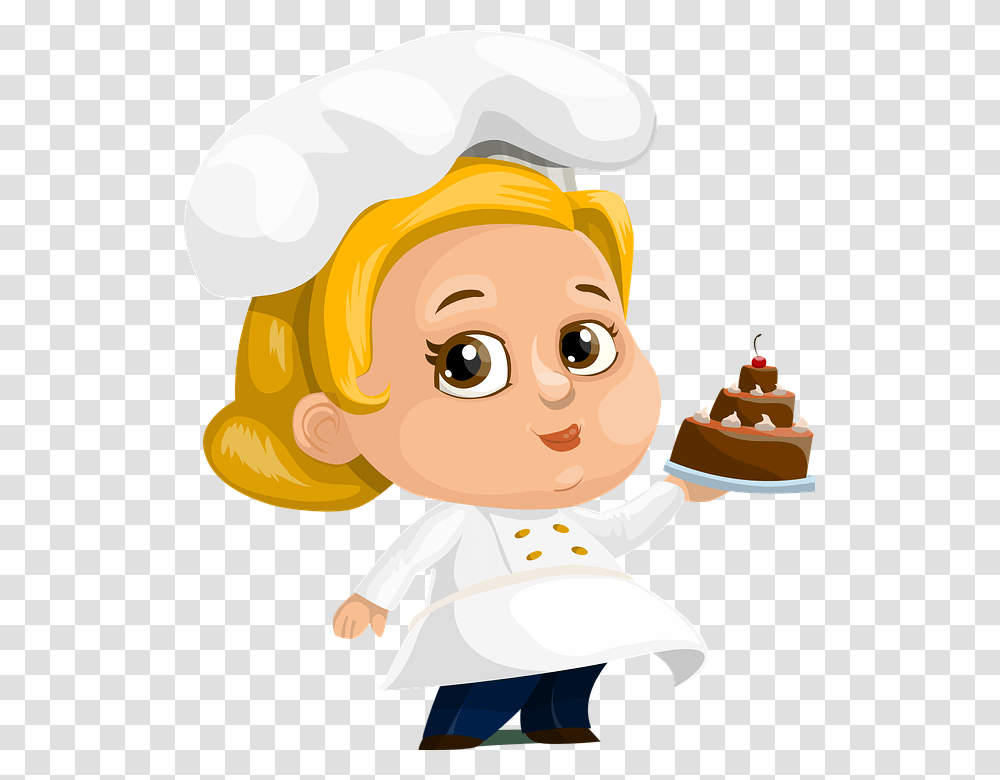 Cocinero Pastel Mujer Dama Cartoon Woman Pastry Chef, Cream, Dessert, Food, Creme Transparent Png