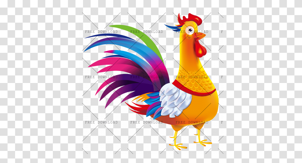 Cock Chicken Rooster Image With Background Cartoon Tree, Fowl, Bird, Animal, Poultry Transparent Png