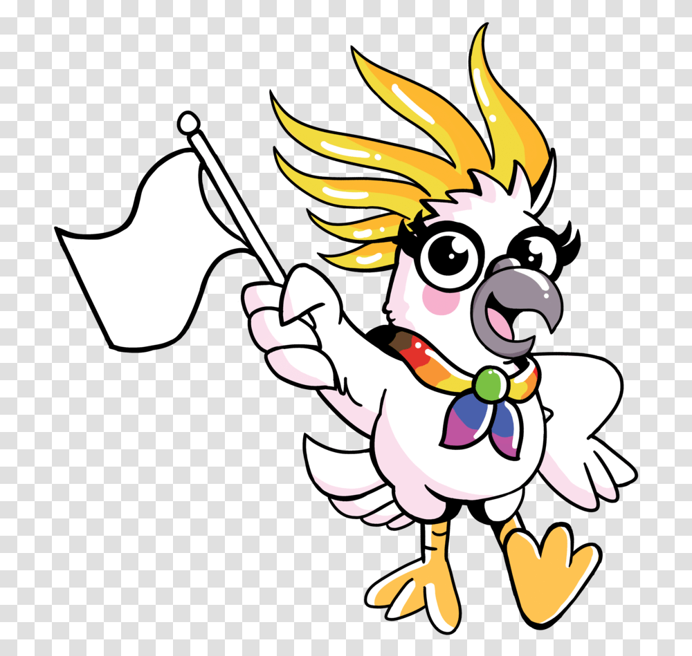Cockatoo With Blank Flag No Sparkles Cartoon, Performer, Clown Transparent Png