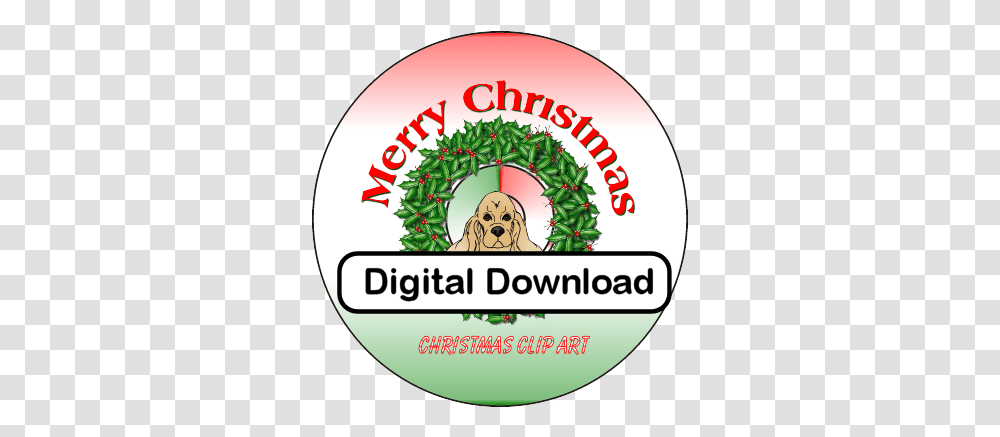 Cocker Spaniel Christmas Clip Art Digital Download - Argostar Dog Art, Label, Text, Logo, Symbol Transparent Png