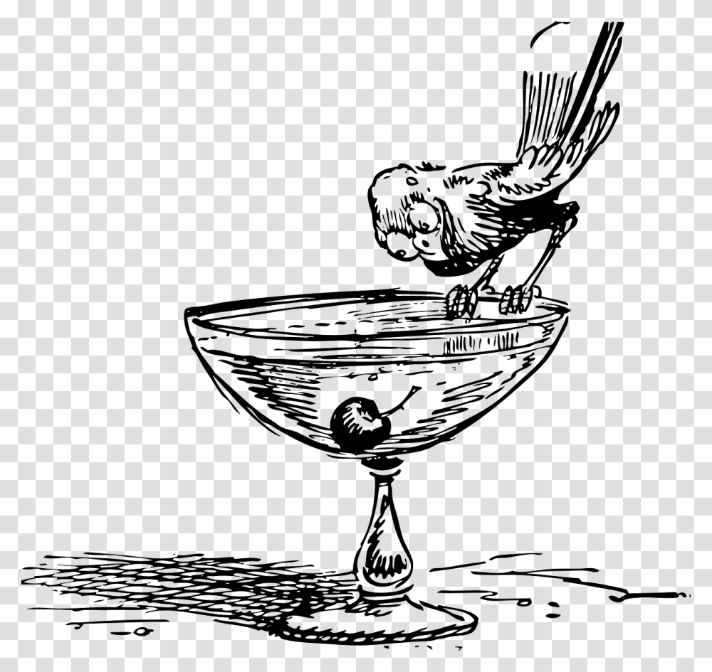 Cocktail Glass Cherry Free Picture Cocktail Glass Black And White Clipart, Gray, World Of Warcraft Transparent Png