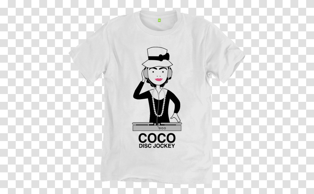 Coco Chanel Discjockey T Shirt White Tshirt Back View, Apparel, T-Shirt, Sleeve Transparent Png