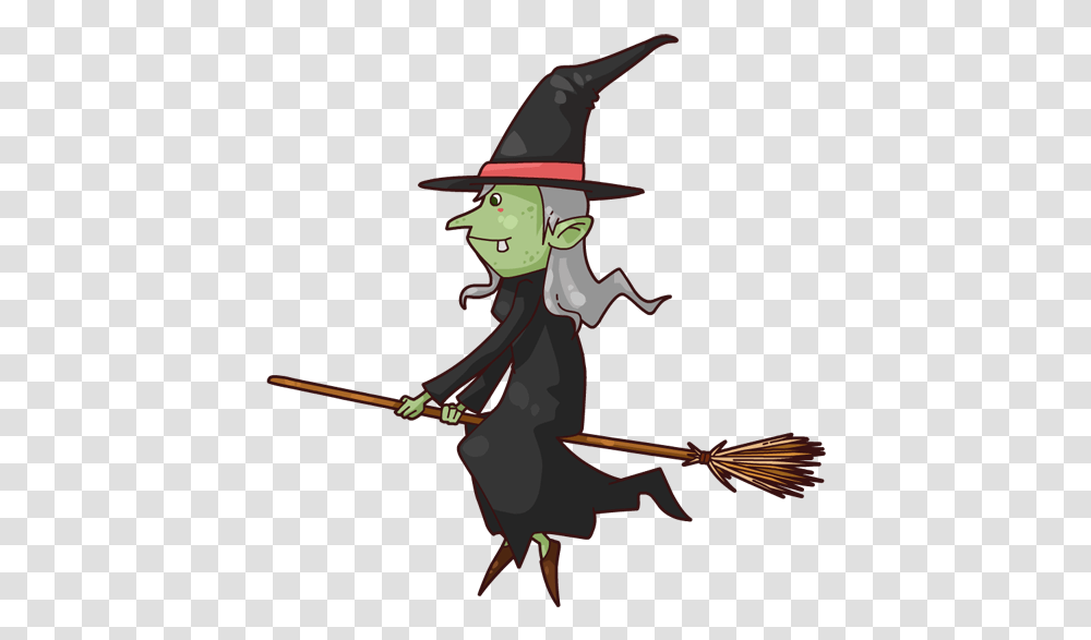 Coconut Clipart Broom Animated Witch On Broomstick, Person, Human, Hat Transparent Png