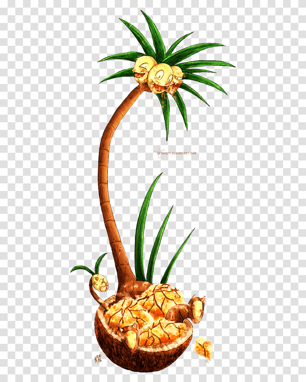 Coconut Clipart Coconut Bunch Alolan Exeggutor Fan Art, Plant, Flower, Blossom, Weapon Transparent Png