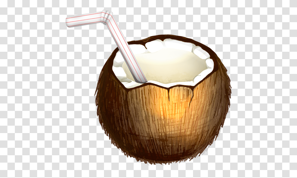 Coconut Cocktail Vector Clipart Coconut With Straw, Lamp, Plant, Vegetable, Food Transparent Png