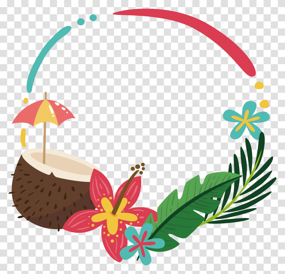 Coconut Palm Summer Border Summer, Plant, Fruit, Food, Vegetable Transparent Png
