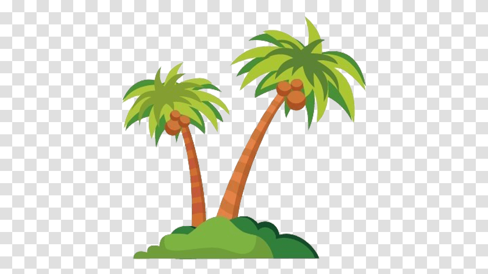 Coconut Tree Cartoon A Long Island With Coconut Trees Coconut Tree Cartoon, Plant, Palm Tree, Arecaceae, Fruit Transparent Png