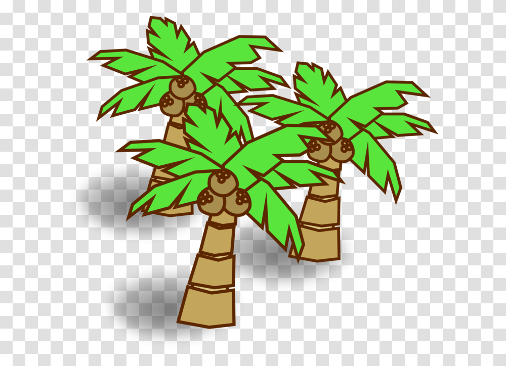 Coconut Tree Map Cartoon, Plant, Cross Transparent Png