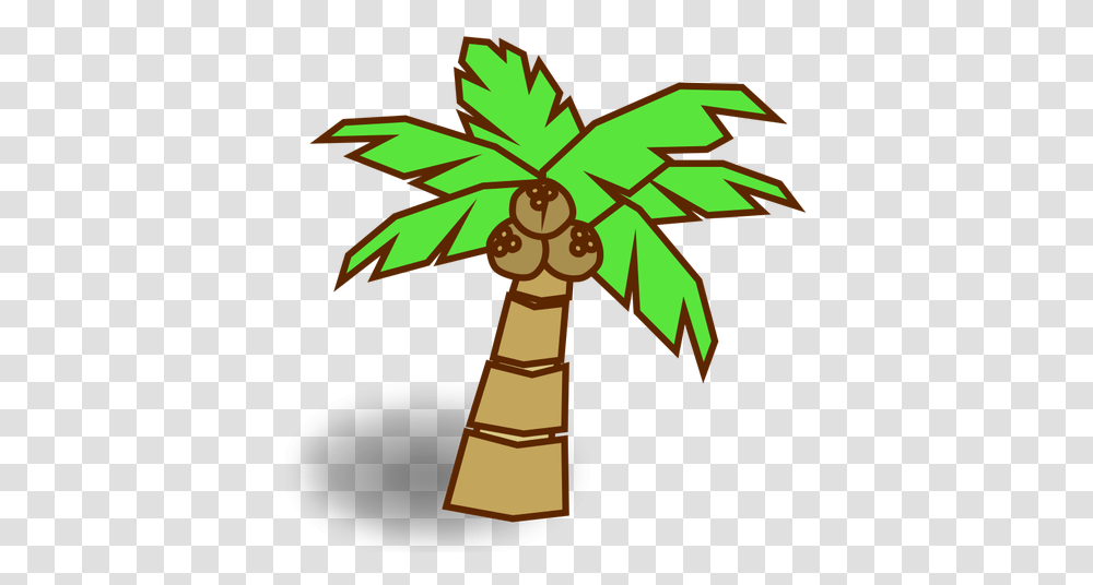 Coconut Tree Symbol Coconut Tree Cartoon, Cross, Leaf, Plant, Outdoors Transparent Png