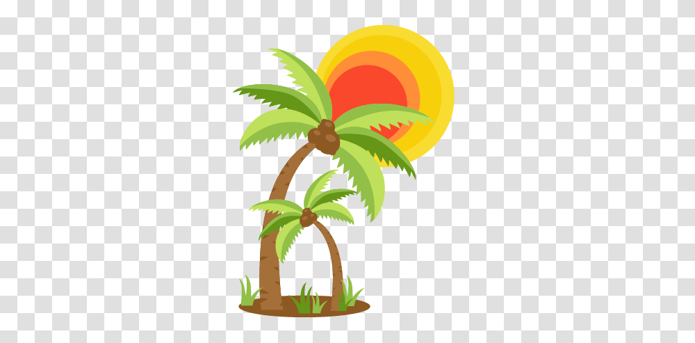 Coconut Trees With Sun Svg Cut File Scrapbook Title Cuts Cute Coconut Tree Cliparty, Plant, Graphics, Flower, Blossom Transparent Png