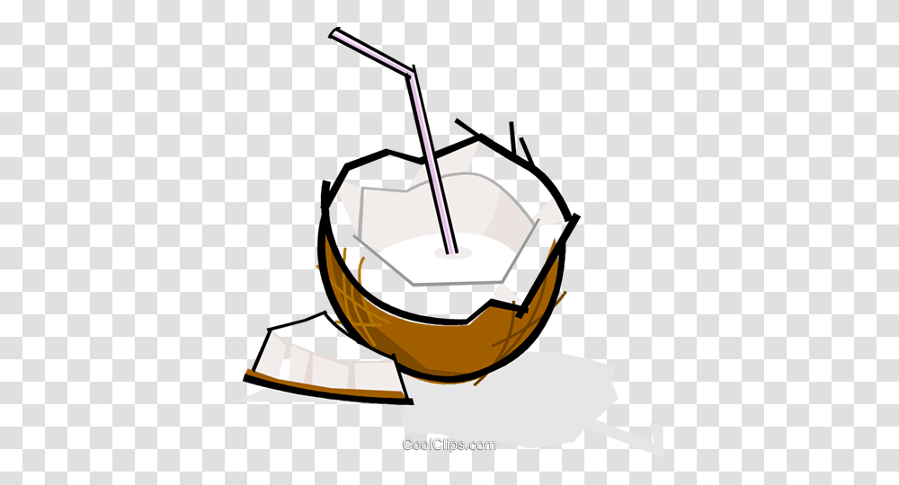 Coconut With A Straw Royalty Free Vector Clip Art Illustration, Plant, Vegetable, Food, Fruit Transparent Png