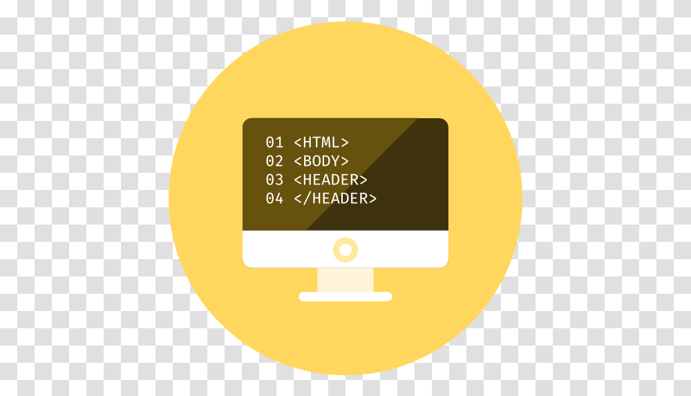 Coding Html Free Icon Of Kameleon Yellow Round Circle, Label, Text, Gold, Sticker Transparent Png