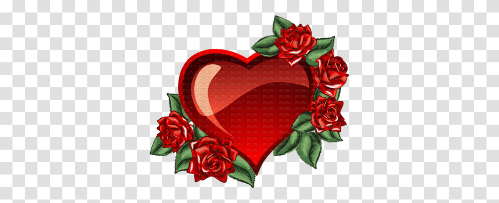 Coe Coeur Love Rose Rouge Glitter Gif Deco Anim Love Corazon Con Una Flor, Pattern, Art, Graphics, Floral Design Transparent Png