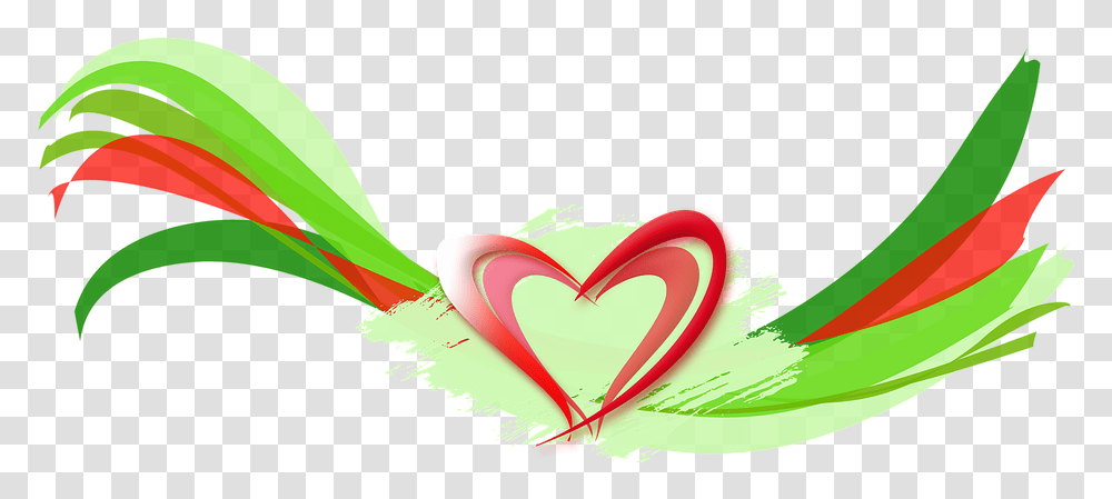 Coeur Rouge Et Vert, Heart, Plant, Flower Transparent Png