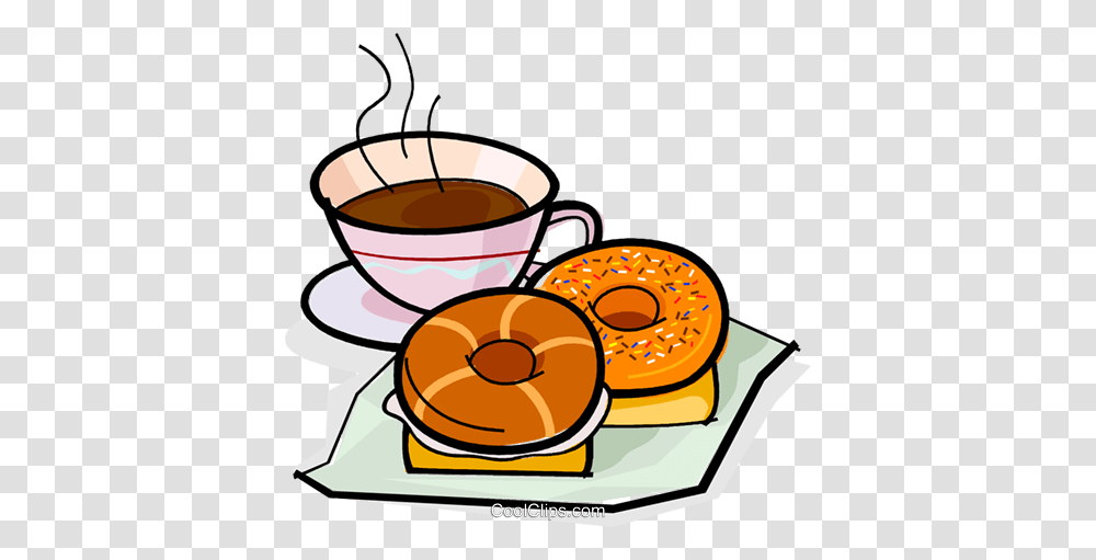 Coffee And A Doughnut Royalty Free Vector Clip Art Illustration, Bread, Food, Bagel, Sweets Transparent Png