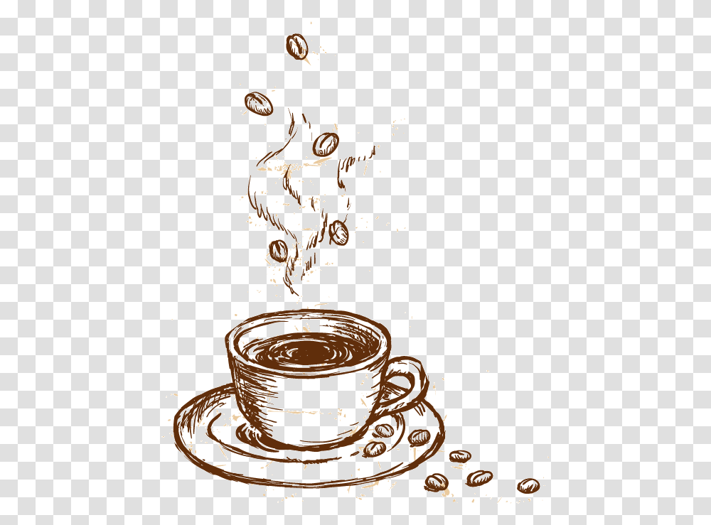 Coffee Cappuccino Cup Gourmet Material Vector Cafe Coffee Cup Sketch, Saucer, Pottery, Beverage, Drink Transparent Png