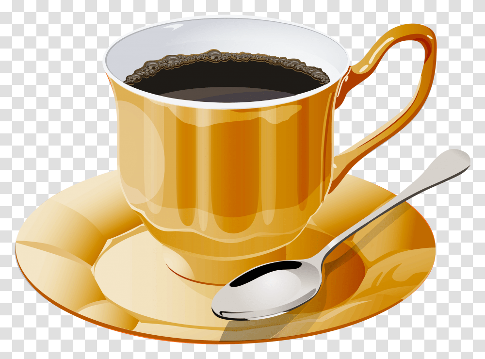 Coffee Clipart, Coffee Cup, Pottery, Saucer, Spoon Transparent Png