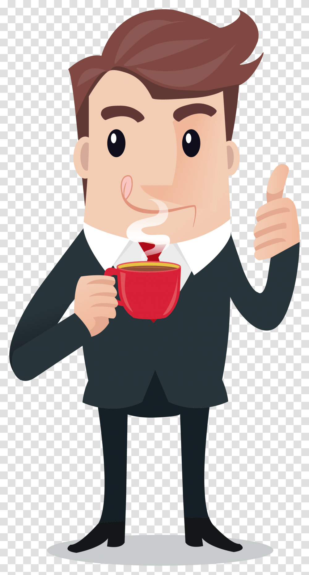 Coffee Clipart Man Person Drinking Coffee Cartoon, Human, Finger, Beverage, Thumbs Up Transparent Png