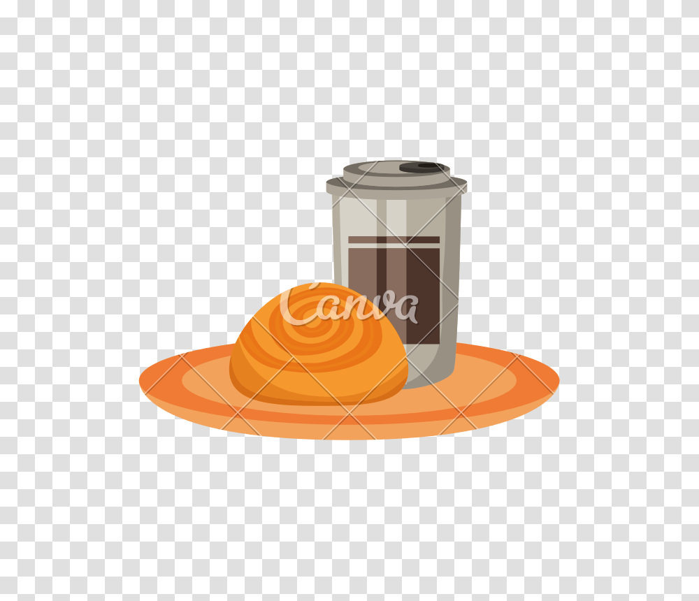 Coffee Cup And Cinnamon Roll Vector Illustration, Beverage, Drink, Jar, Appliance Transparent Png