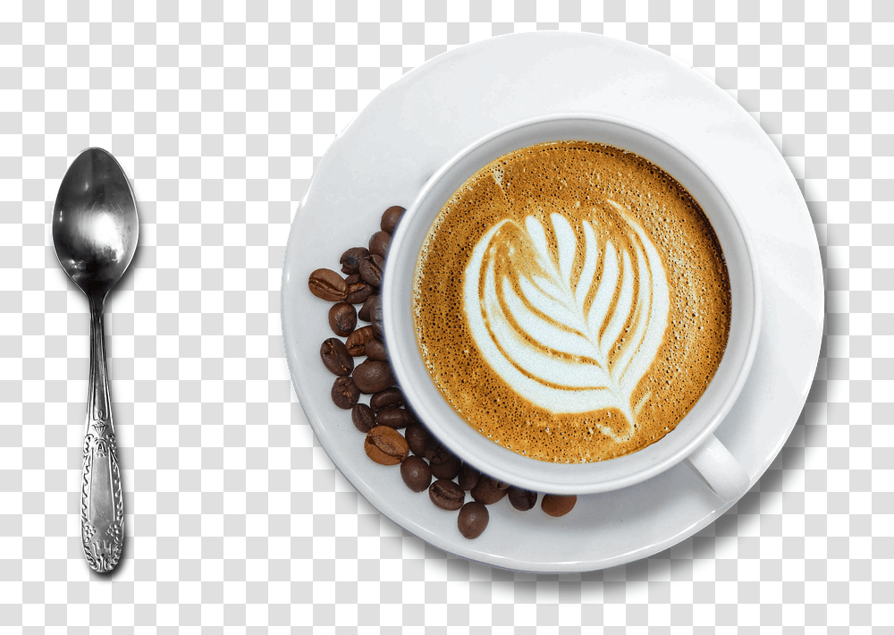 Coffee Cup And Saucer Black Coffee Free Picture Foamer Latte, Beverage, Drink, Spoon, Cutlery Transparent Png