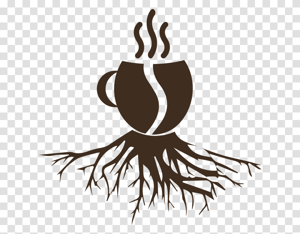 Coffee Cup Drink Roots Cafe Hot Grain Caffeine Tree With Roots Silhouette Transparent Png