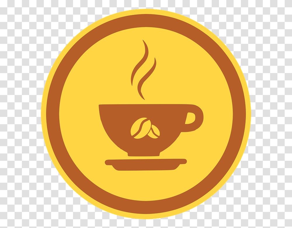 Coffee Cup Logo Icon Drink Cafe Restaurant Hot Coffee, Gold, Emblem, Pottery Transparent Png