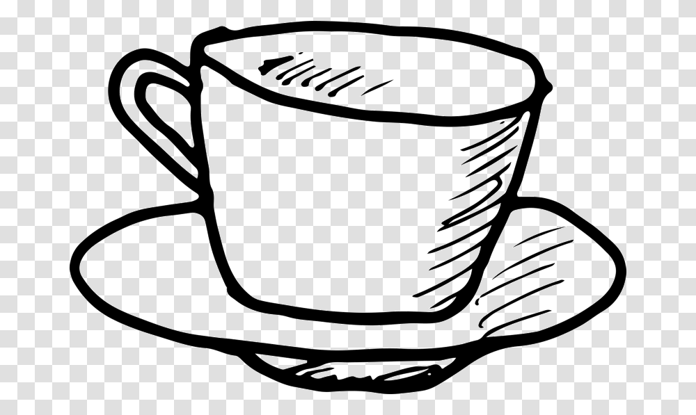Coffee Cup Outline, Porcelain, Pottery, Beverage Transparent Png
