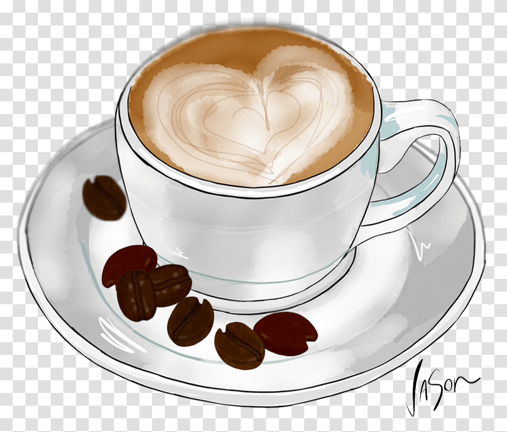Coffee Cup Saucer And Beans Cappuccino, Latte, Beverage, Drink, Pottery Transparent Png