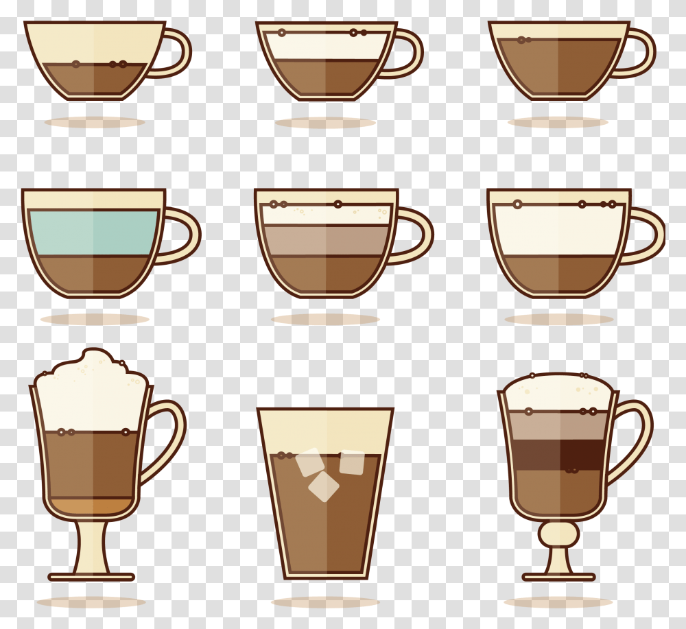 Coffee Cup Vector Types Of Coffee Illustration, Trophy, Espresso, Beverage, Drink Transparent Png