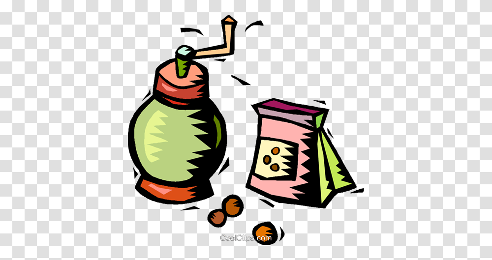 Coffee Grinder And Bag Of Coffee Beans Royalty Free Vector Clip, Tree, Plant, Bird, Animal Transparent Png